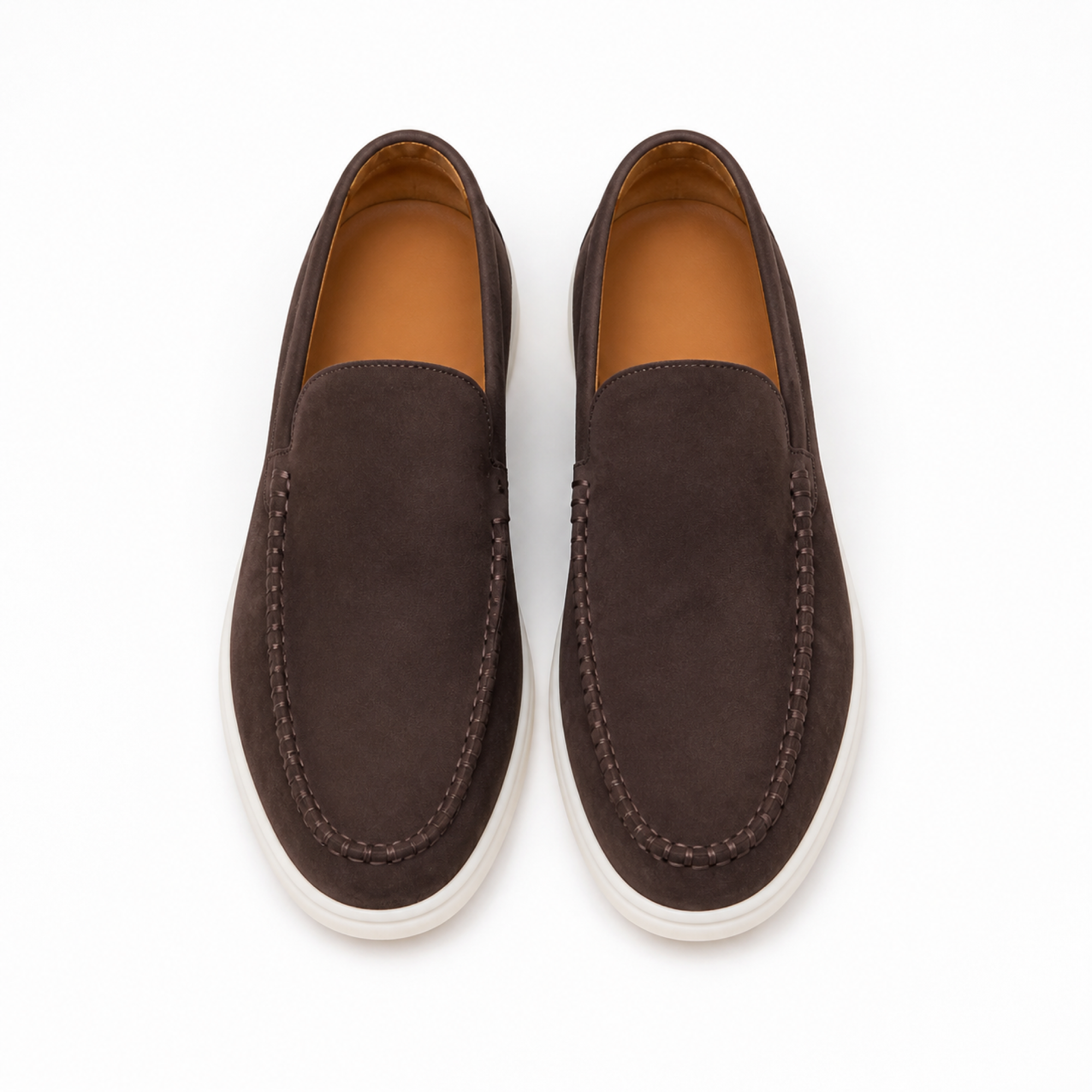 Bellaro warm grey loafers — top view