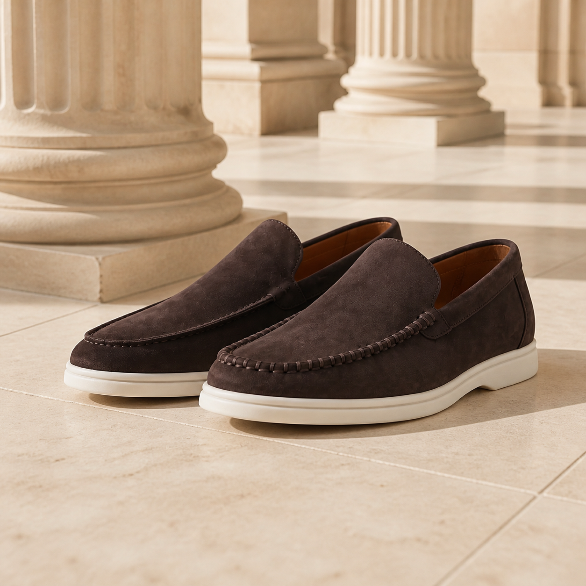 Bellaro warm grey loafers in colonnade