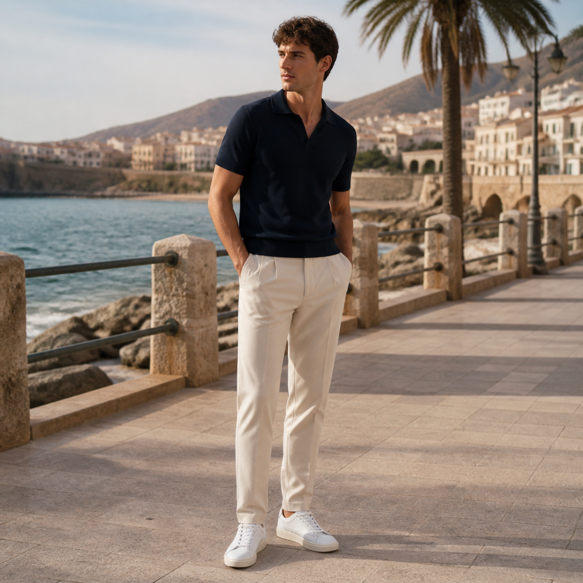 Bellian illustrative navy summer outfit editorial