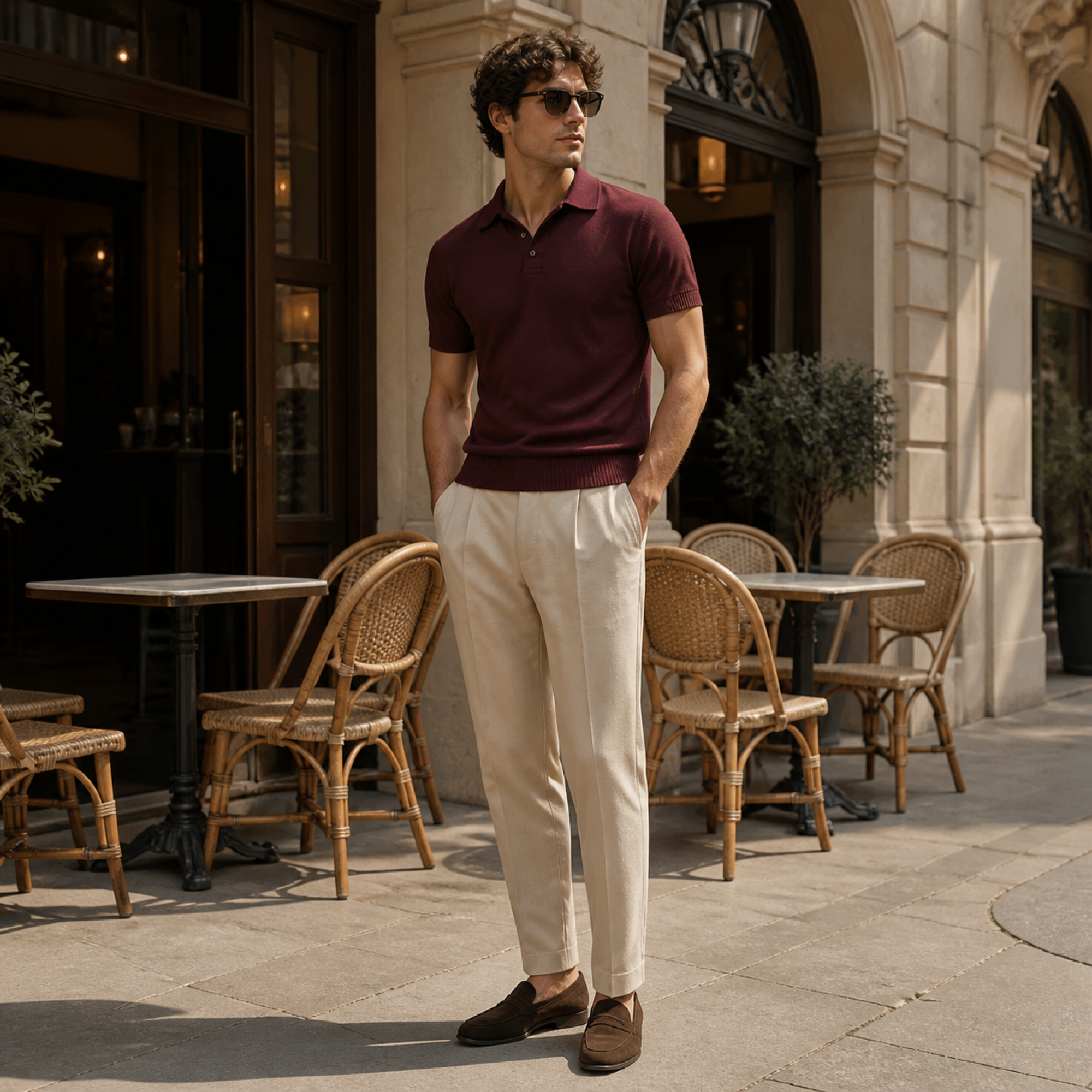Bellian illustrative burgundy summer outfit editorial