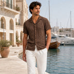 Belnor coffee and ivory resort set styled at a marina