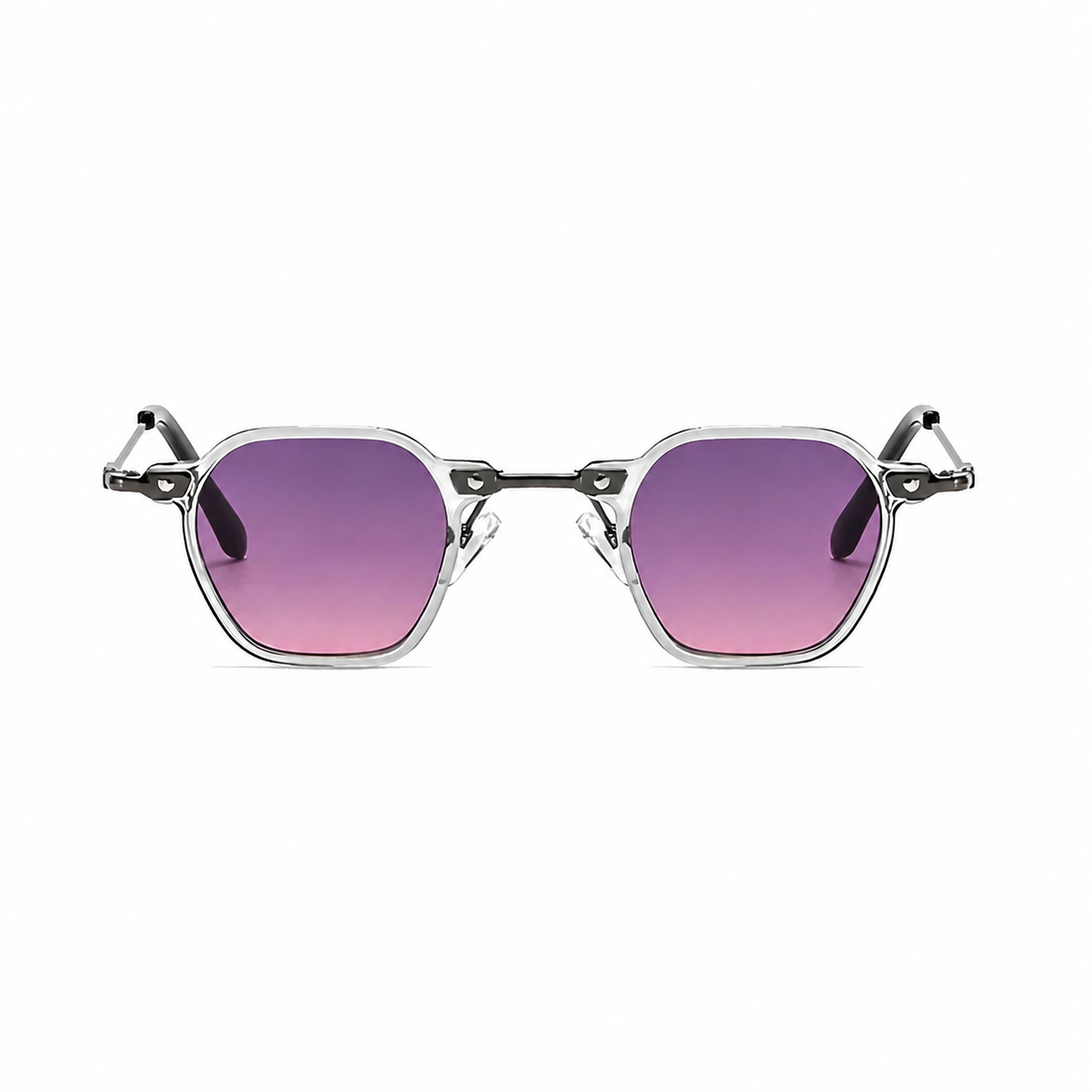 BERLIN clear frame violet fade lens sunglasses front view