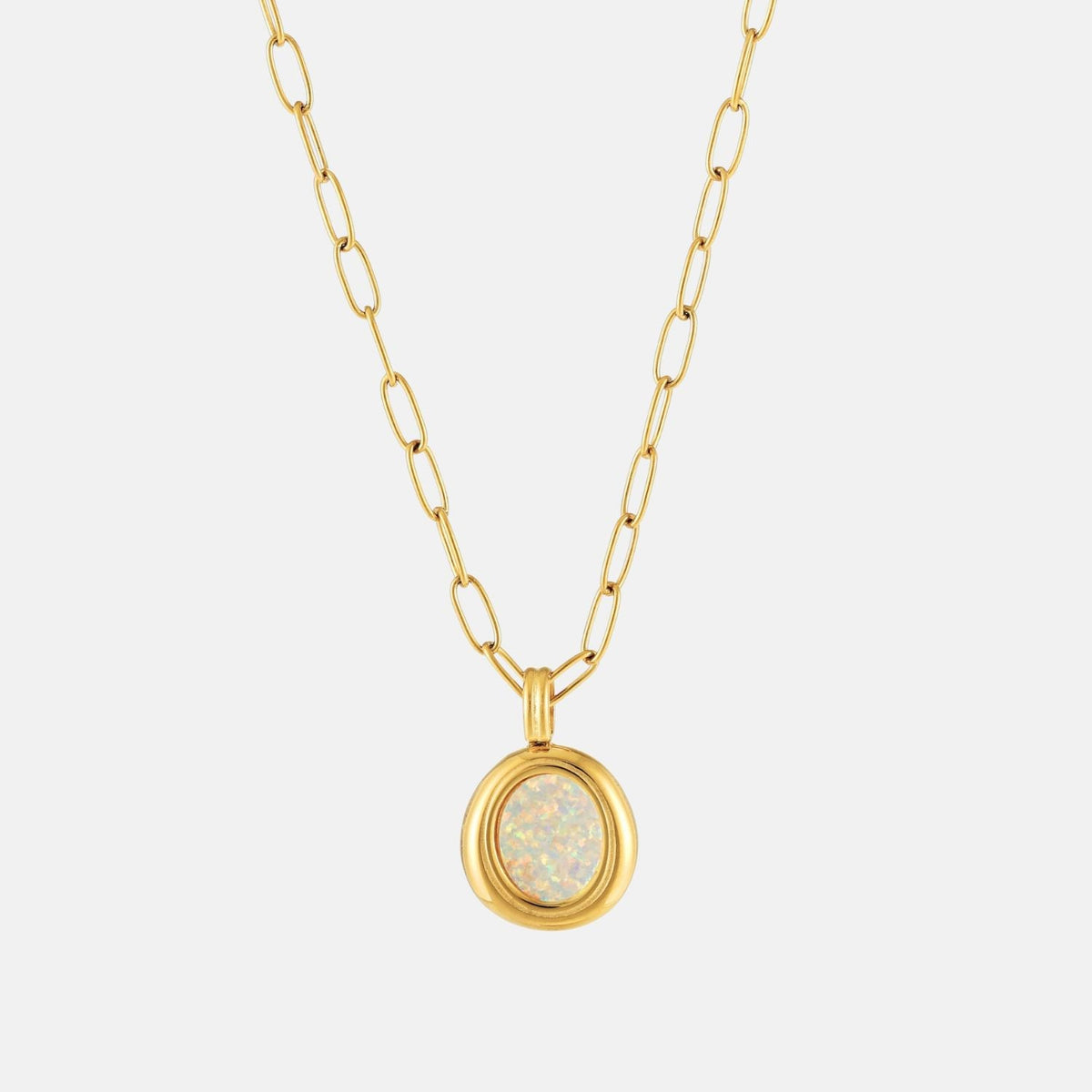 Bruce & Co Aura – Opal Bezel Paperclip Necklace