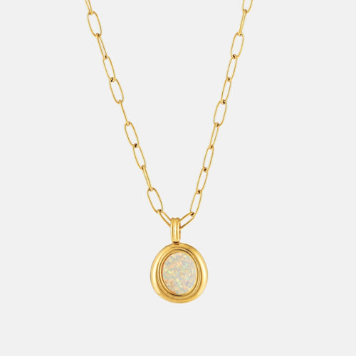 Bruce & Co Aura – Opal Bezel Paperclip Necklace