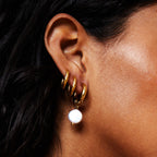 Bruce & Co Chunky Freshwater Pearl Hoop Earrings, 18 mm