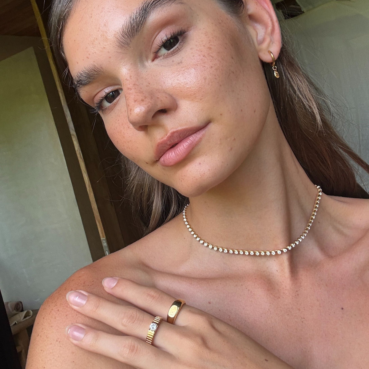 Bruce & Co Aspen – Round White Zircon Ribbed Ring