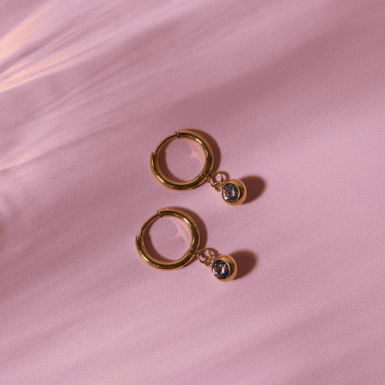Bruce & Co Birthstone Color CZ Charm Hoop Earrings