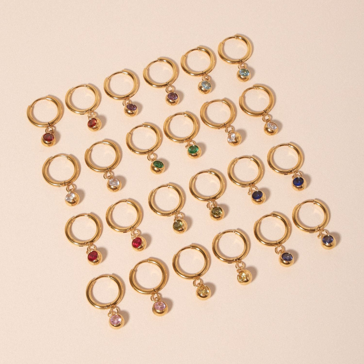 Bruce & Co Birthstone Color CZ Charm Hoop Earrings