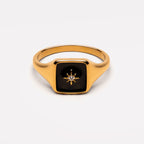 Bruce & Co Eclipse – Black Enamel Star Signet Ring