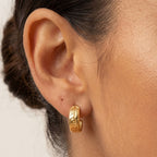 Bruce & Co Bloom – Engraved Floral Half-Hoop Stud Earrings