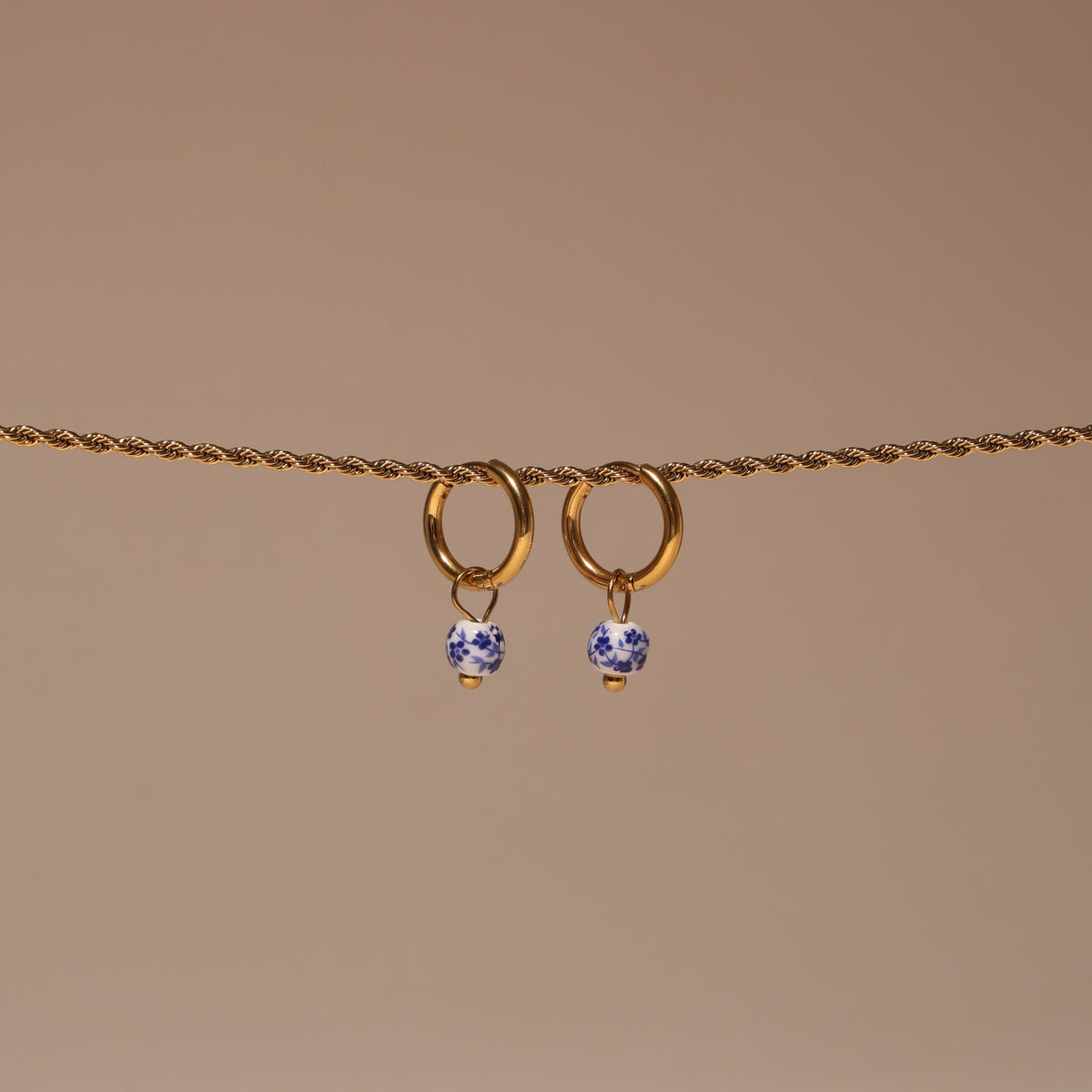 Bruce & Co Blossom – Blue Floral Bead Hoop Earrings