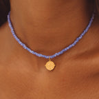 Bruce & Co Hera – Blue Beaded Coin Choker, 36 cm