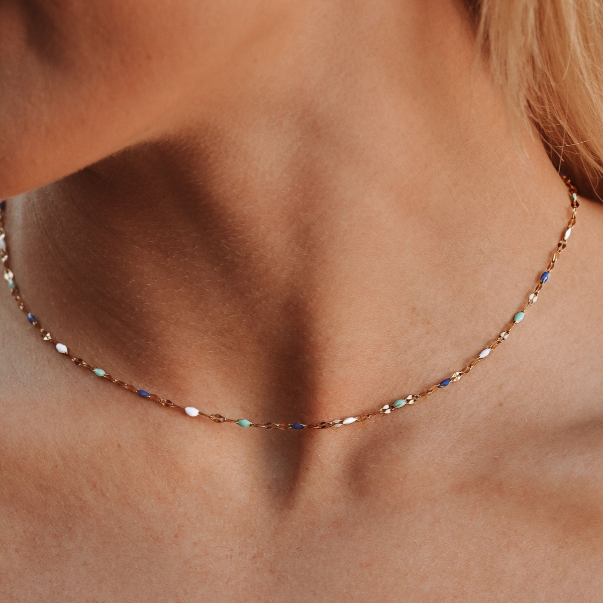 Bruce & Co Mykonos – Blue and White Enamel Choker