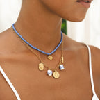 Bruce & Co Hera – Blue Beaded Coin Choker, 36 cm