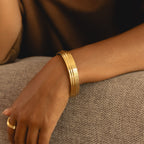 Bruce & Co Linea – Layered Cuff Bracelet, 13 mm, 18K Gold PVD Steel