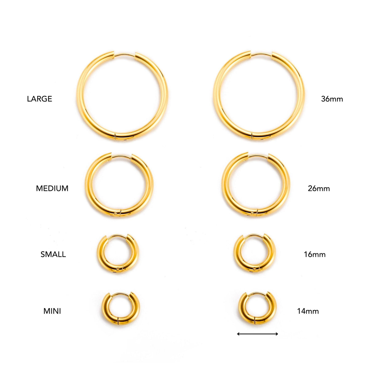 Bruce & Co Classic Thick Hoop Earrings, 14–36 mm, Steel
