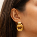 Bruce & Co Louvres – Sculptural Double Oval Drop Earrings