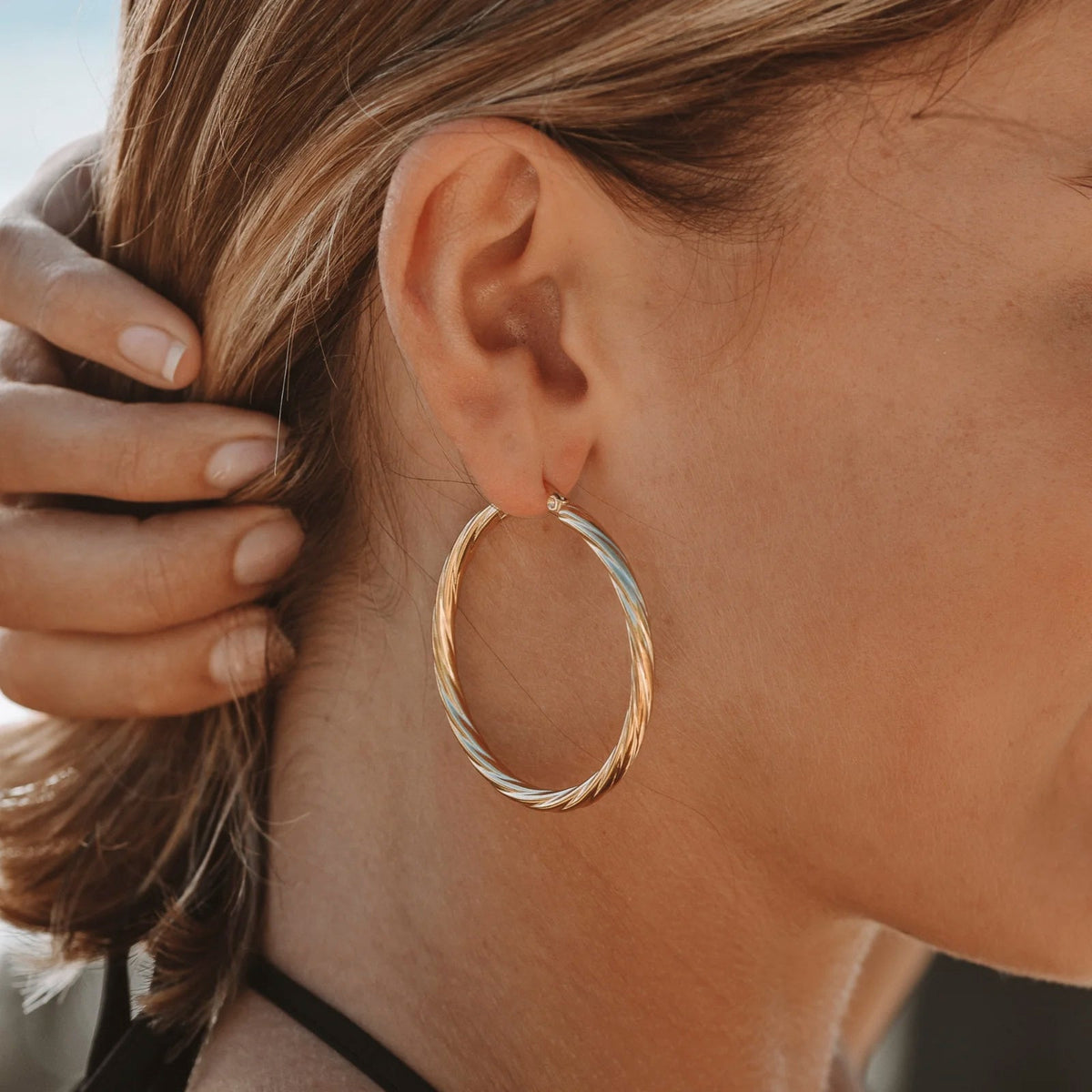 Bruce & Co Large Twisted Hoop Earrings, 40 mm