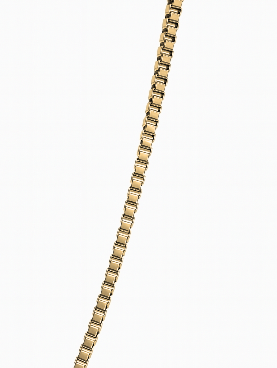 Bruce & Co Men’s Box Chain Bracelet, 18K Gold-Plated Steel, Adjustable