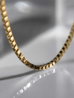 Bruce & Co Men’s Square-Link Box Necklace, 55 cm, 18K Gold-Plated Steel