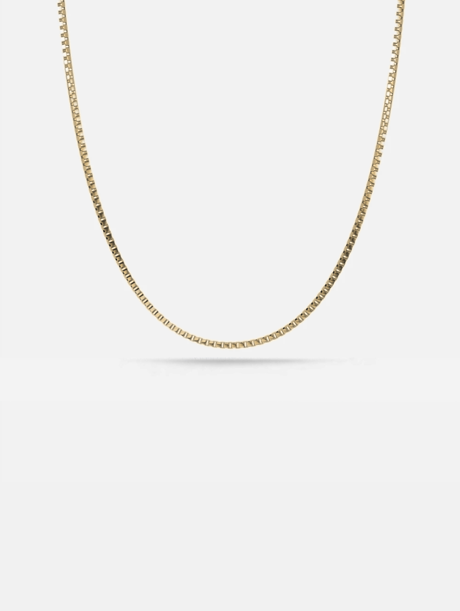 Bruce & Co Men’s Square-Link Box Necklace, 55 cm, 18K Gold-Plated Steel