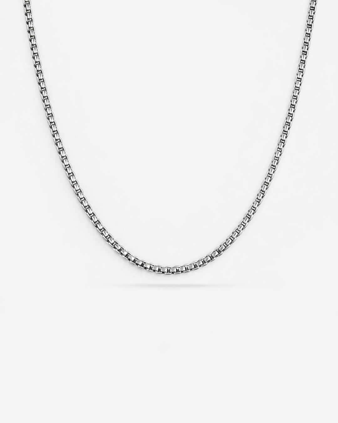 Bruce & Co Côte – Men’s Box Chain Necklace, Silver-Tone Stainless Steel