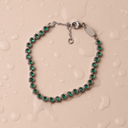 green bezel set tennis bracelet adjustable steel chain