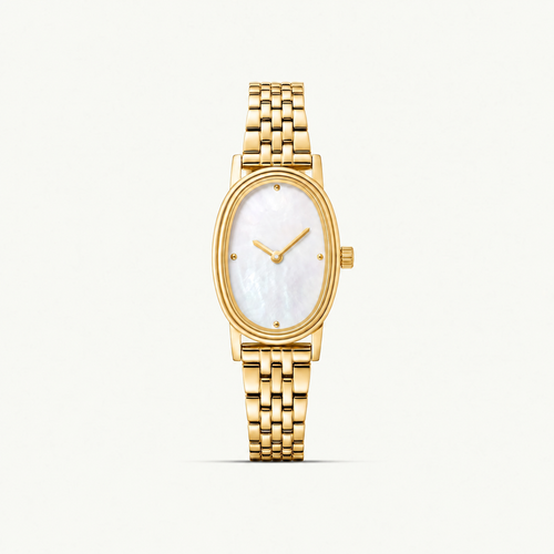 oval mother of pearl quartz watch aurea