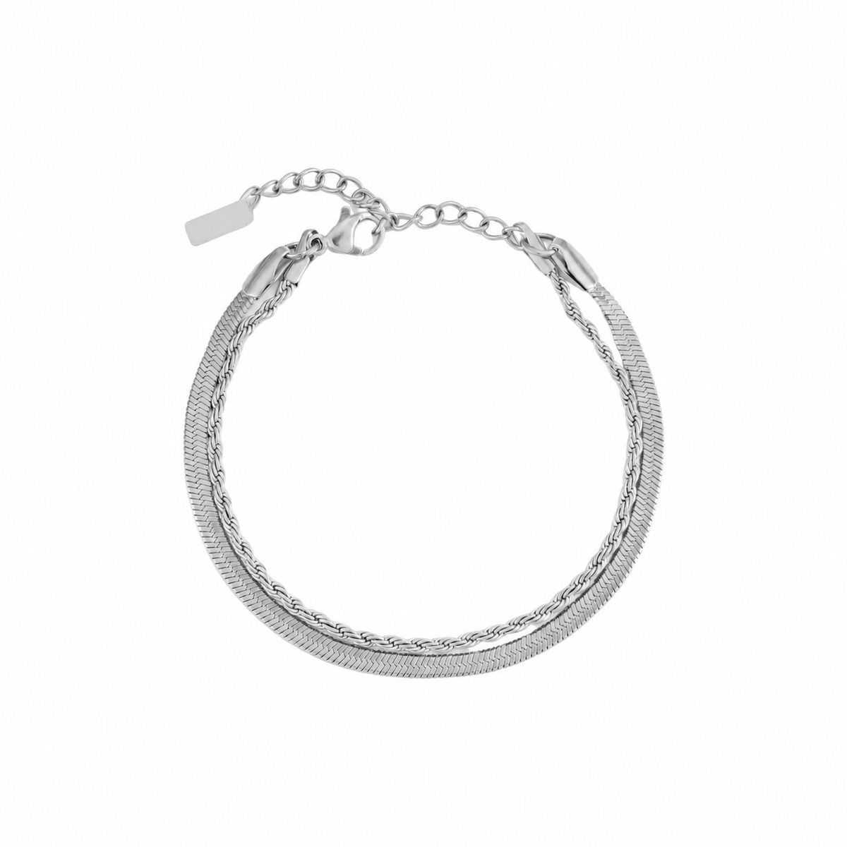 herringbone and rope layered bracelet ios
