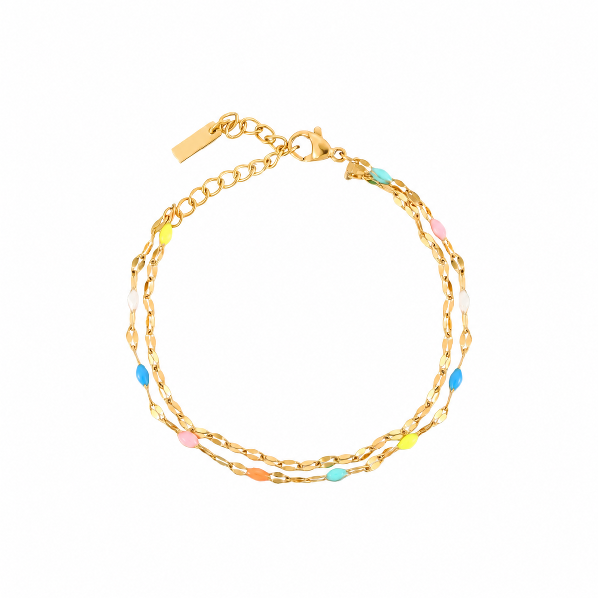 rainbow double chain bracelet 16 cm