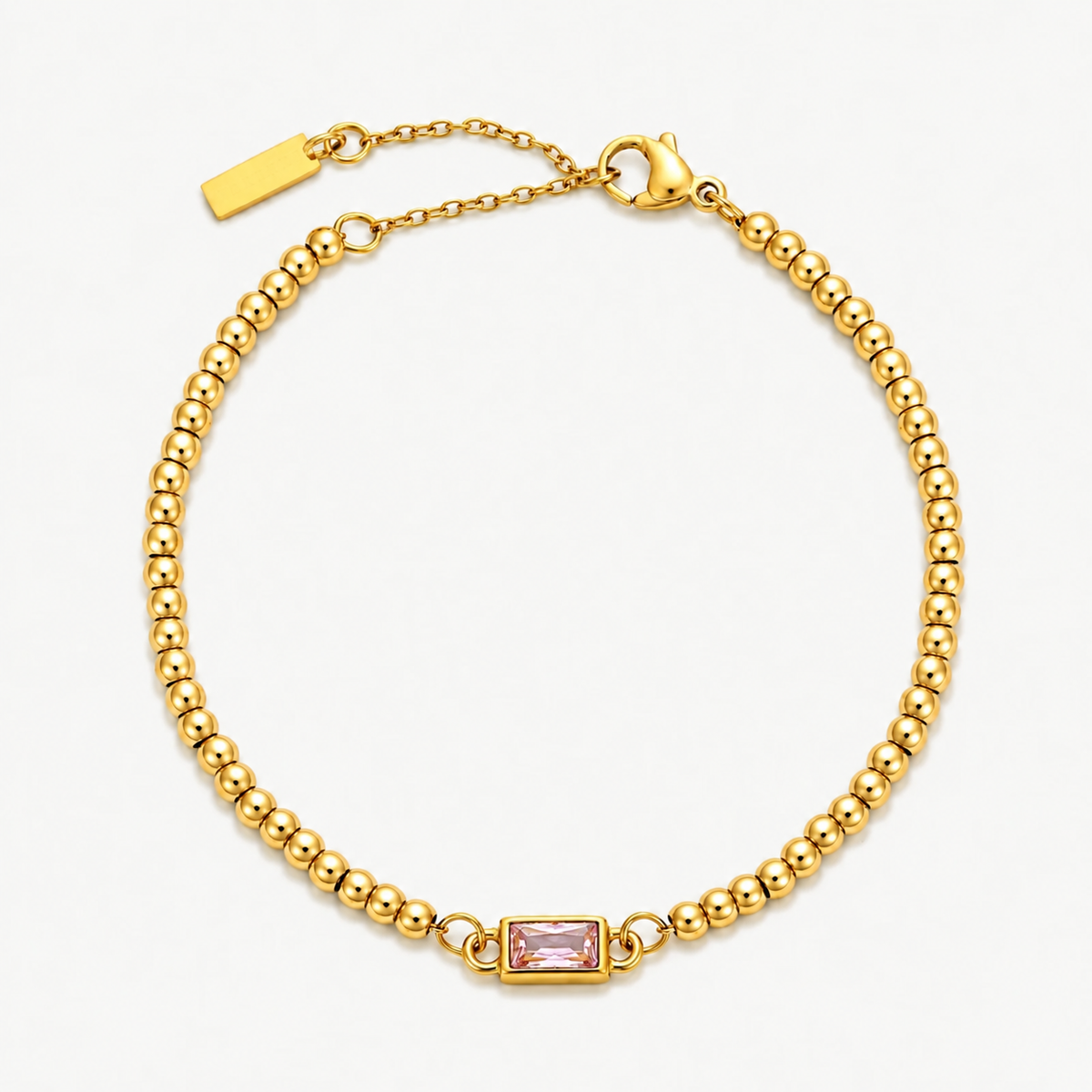 Gold birthstone beaded bracelet