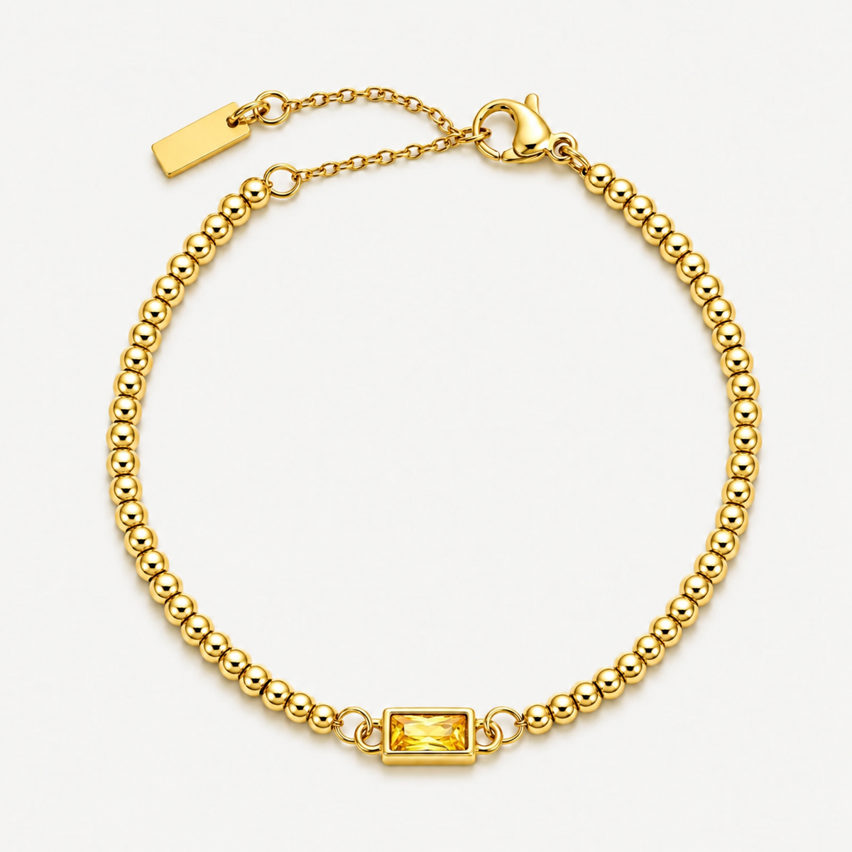Gold birthstone beaded bracelet