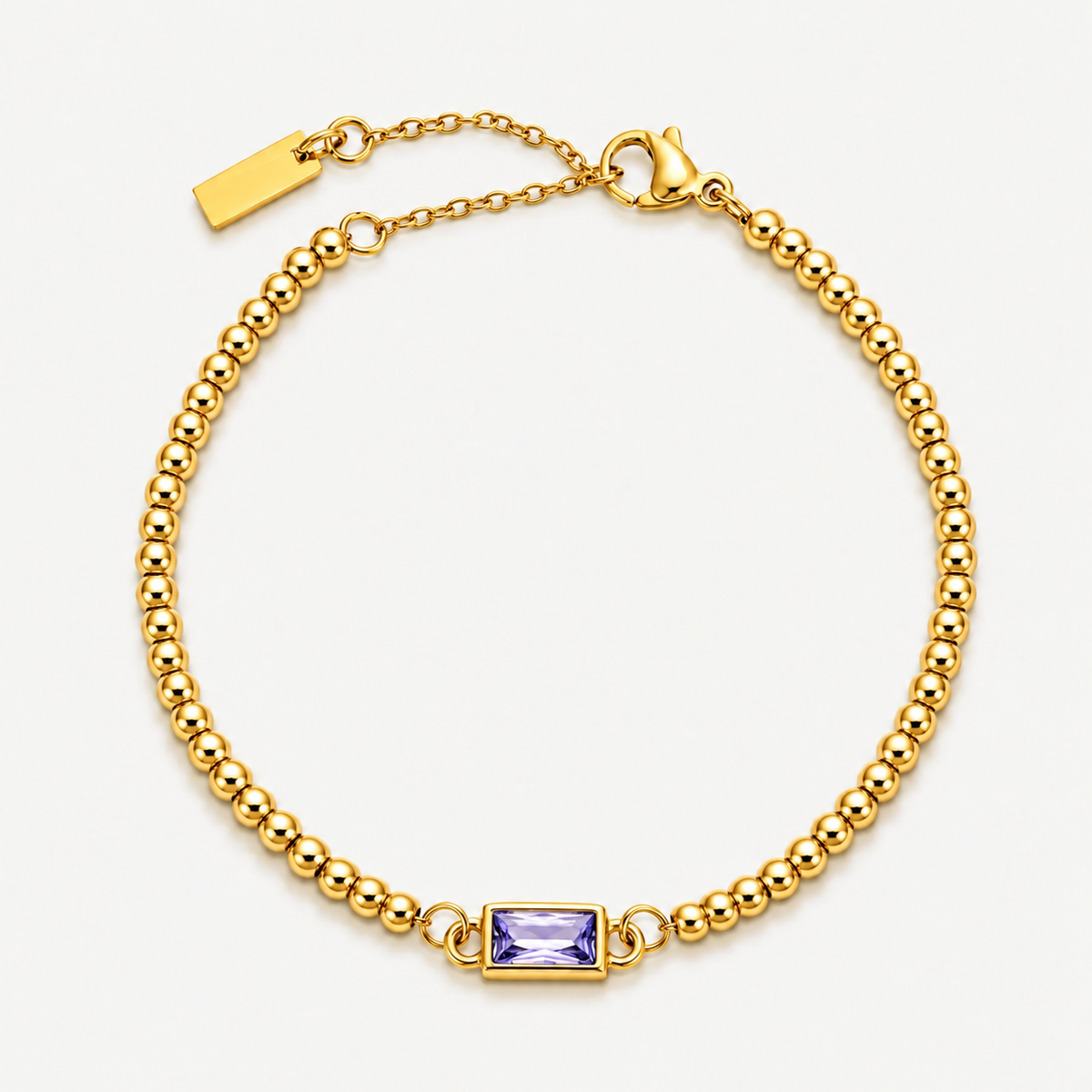 Gold birthstone beaded bracelet