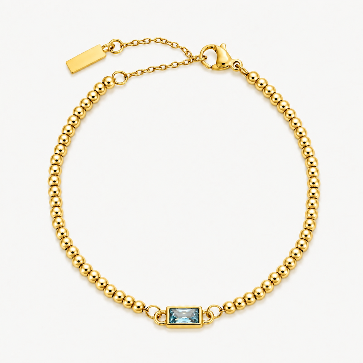 Gold birthstone beaded bracelet