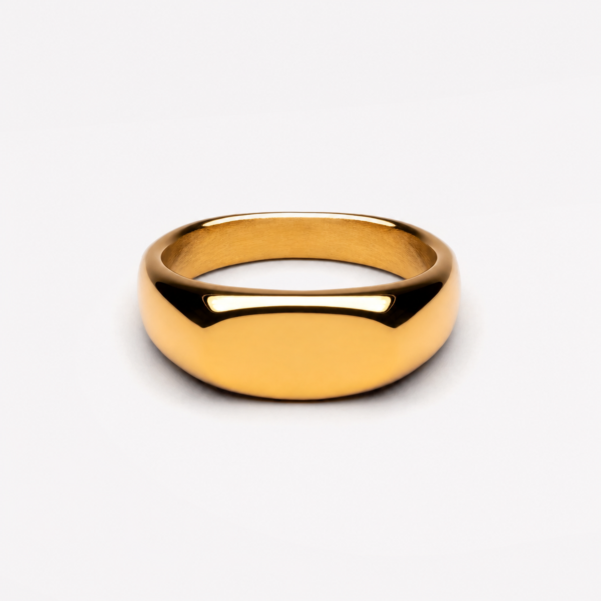 Bruce & Co Everyday plain oval signet ring in gold-tone stainless steel
