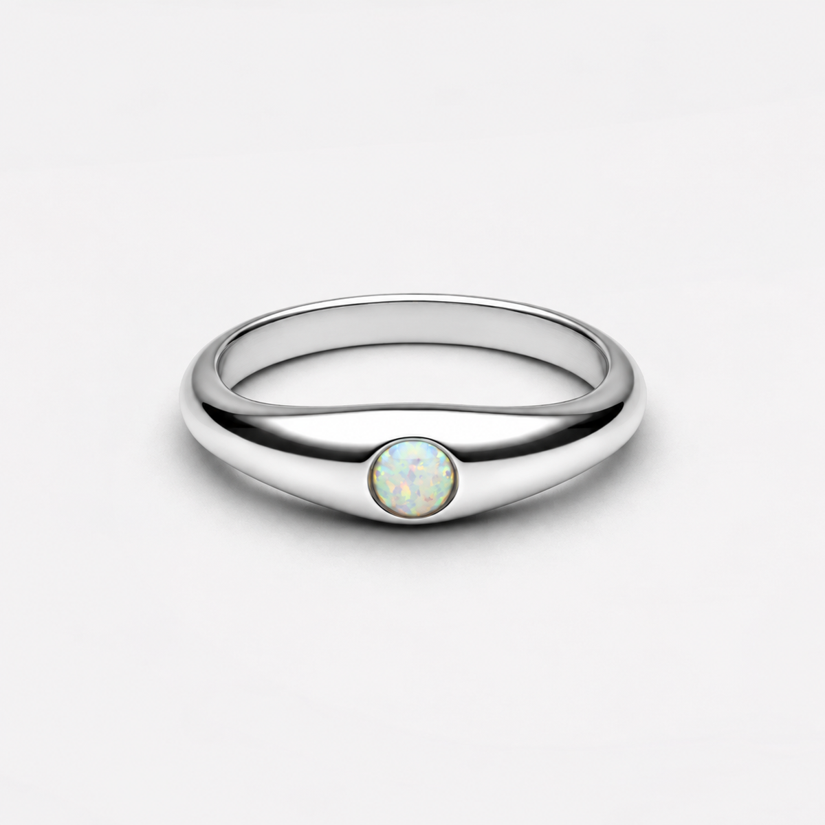 Silver-tone opal ring without branding