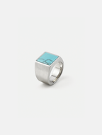 Bruce & Co Calanque – Men’s Blue Howlite Square Signet Ring, Stainless Steel