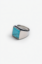 Bruce & Co Calanque – Men’s Blue Howlite Square Signet Ring, Stainless Steel