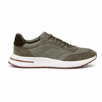 Caldris olive mixed-panel runner sneaker, clean side profile