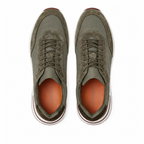 Caldris olive mixed-panel runner sneakers, top view