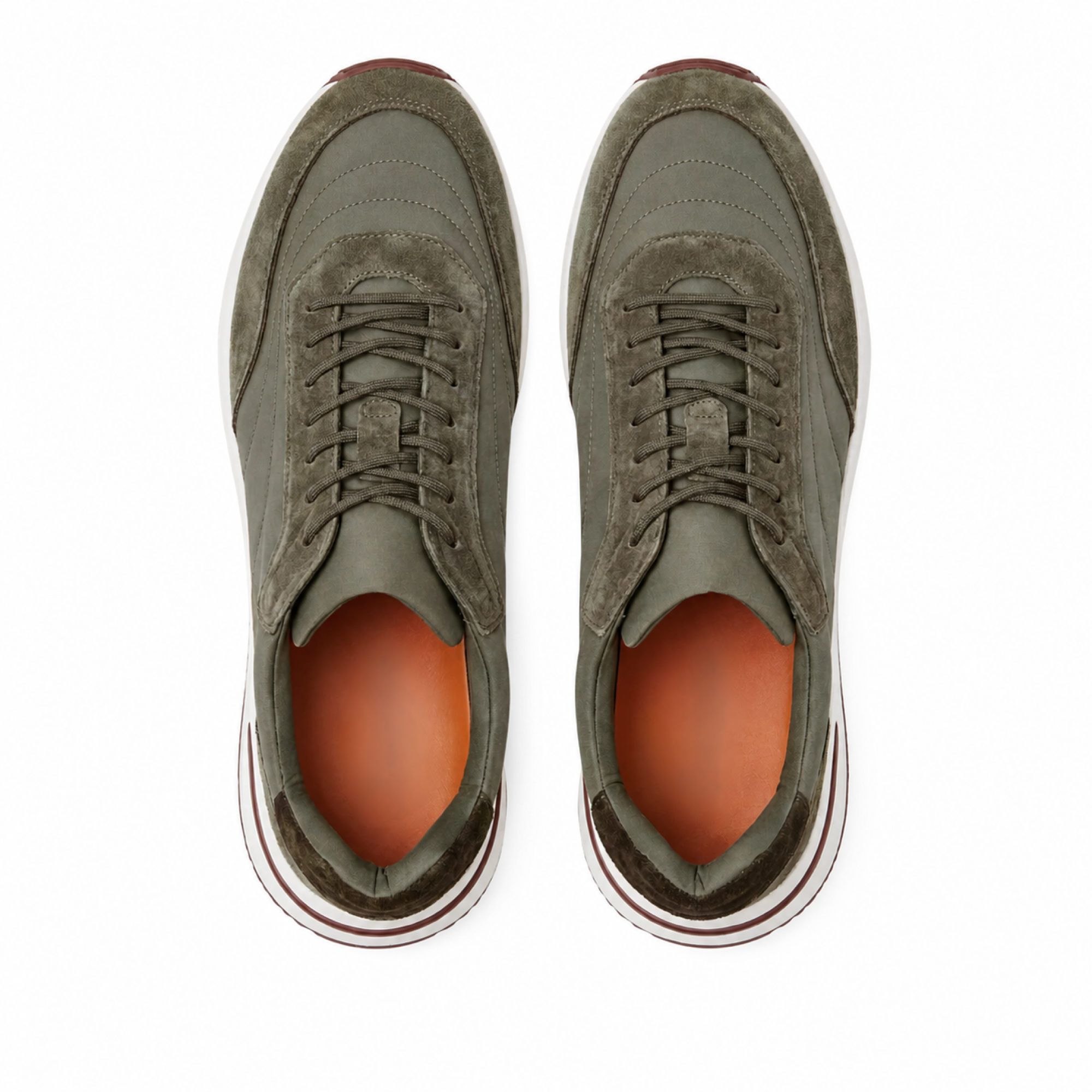 Caldris olive mixed-panel runner sneakers, top view