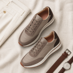 Caldris Stone sneakers — wardrobe flat lay