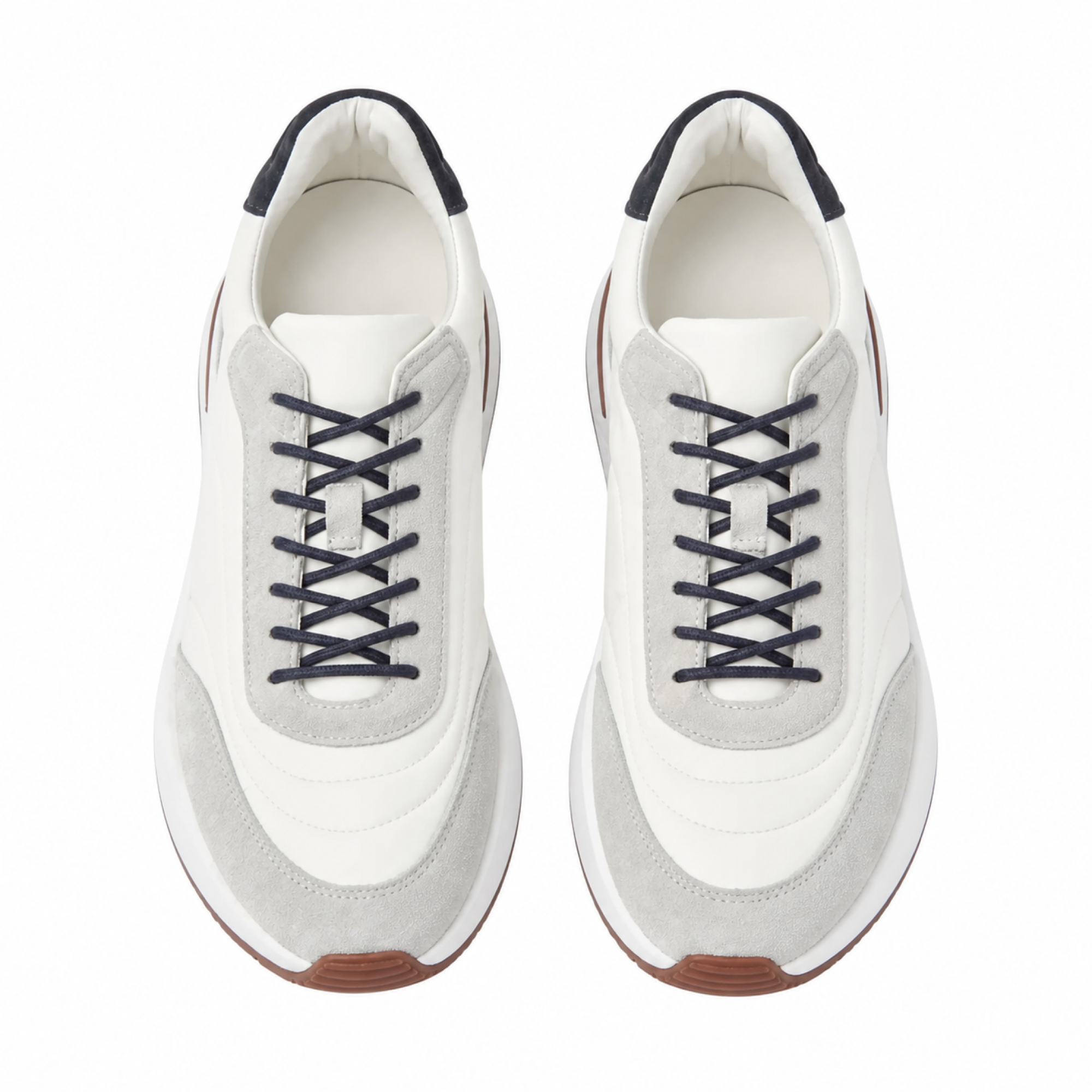 Caldris white panelled sneakers top view