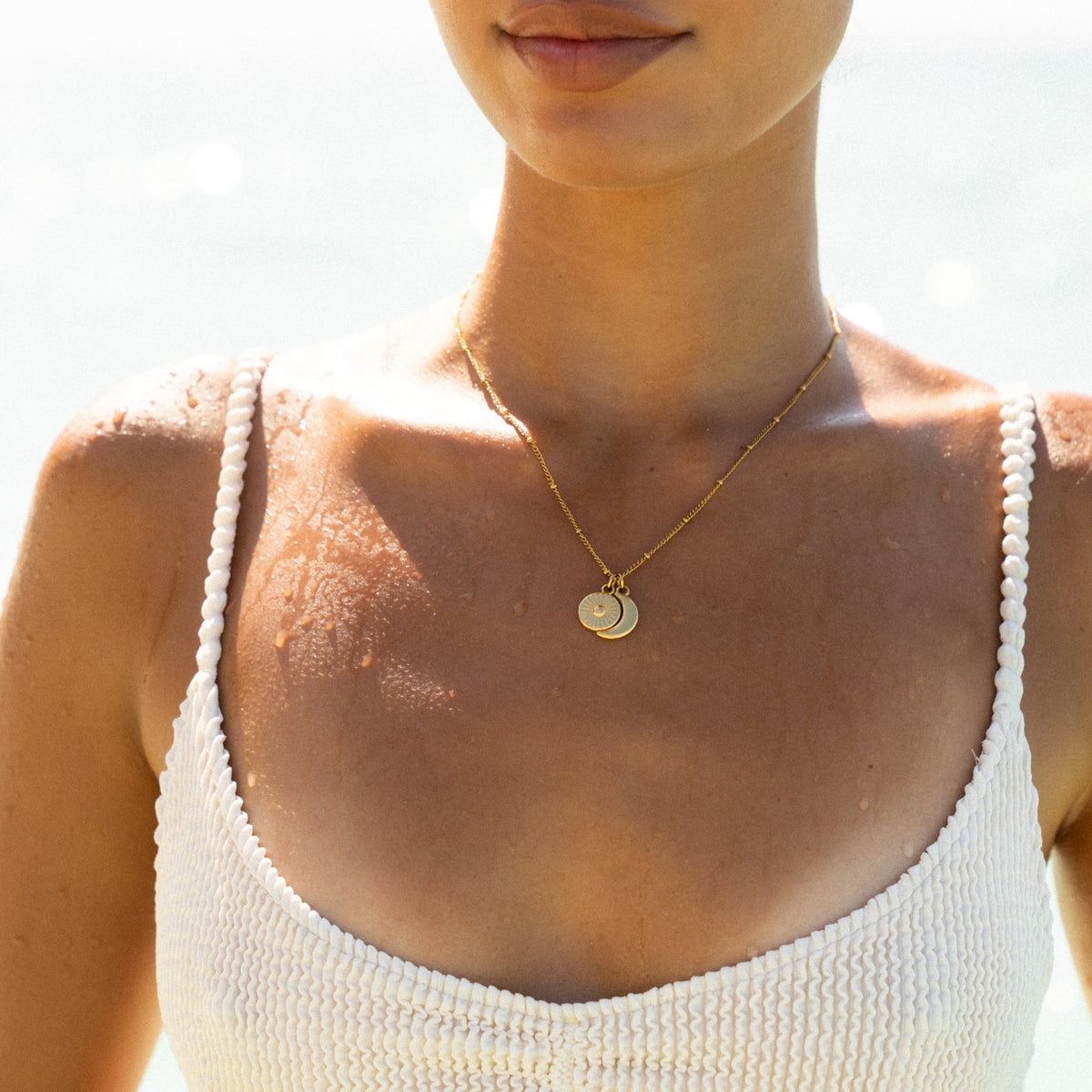 Bruce & Co Sun and Crescent Moon Necklace, Steel