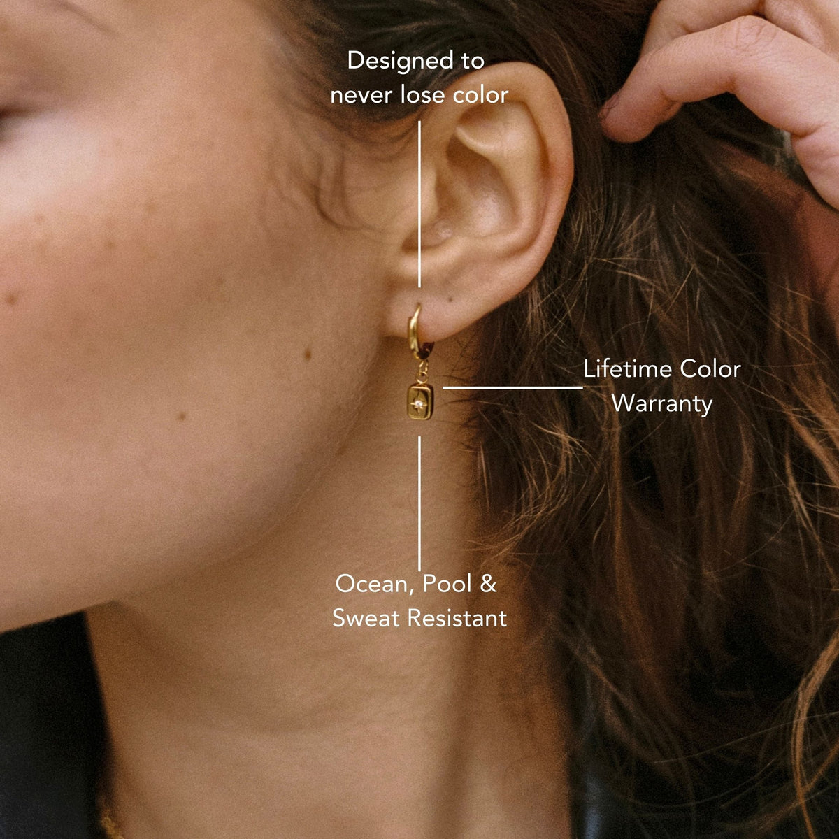 Bruce & Co Celestial – Star-Set Zircon Charm Hoop Earrings