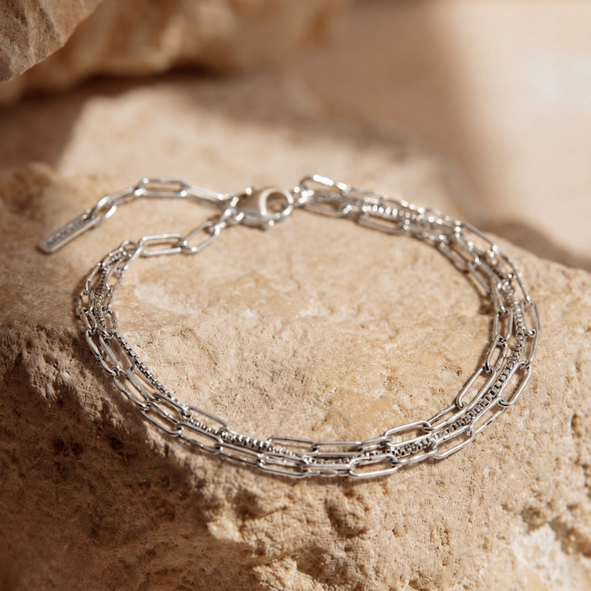 Bruce & Co Triple Layered Chain Bracelet, Stainless Steel