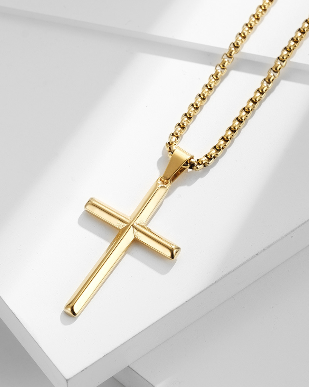 Bruce & Co Slender Christian Cross Pendant Necklace, Gold-Plated