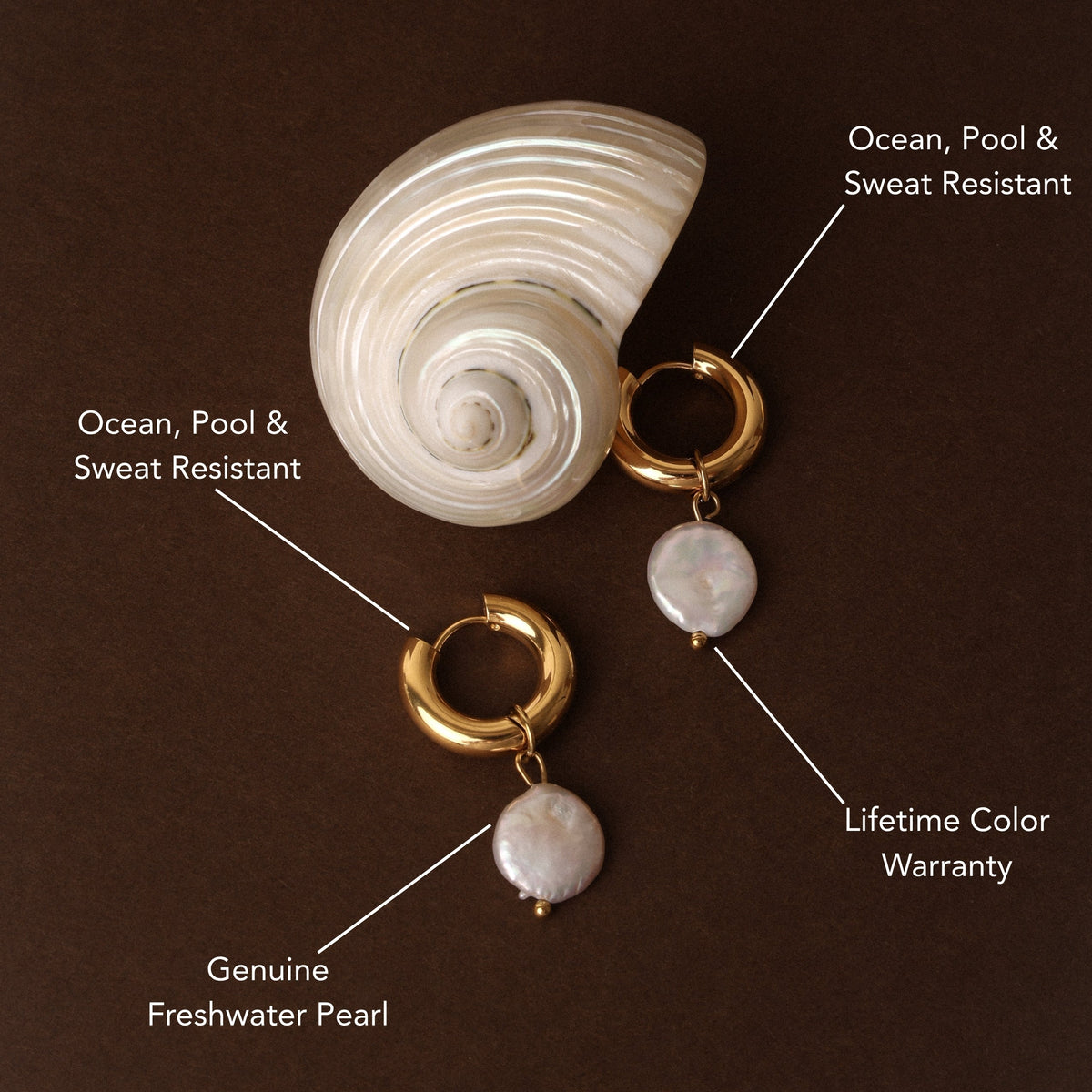 Bruce & Co Chunky Freshwater Pearl Hoop Earrings, 18 mm