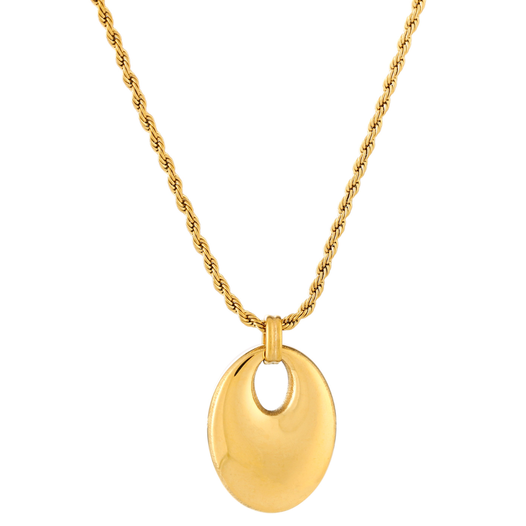 Bruce & Co Reverie – Oval Open Pendant Necklace, Stainless Steel