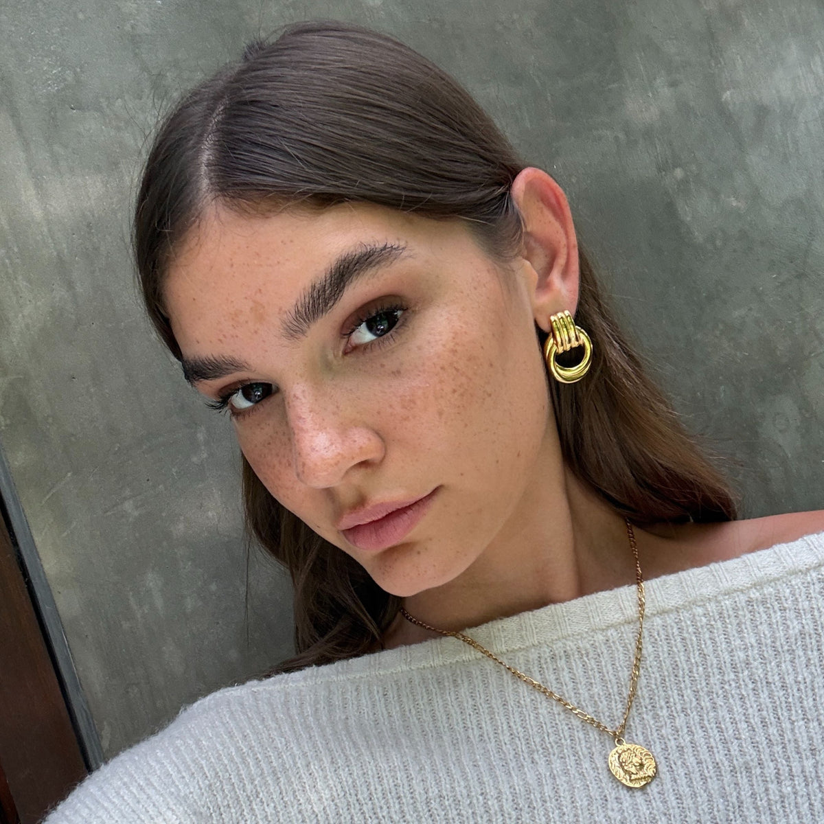 Bruce & Co Louvres – Sculptural Double Oval Drop Earrings